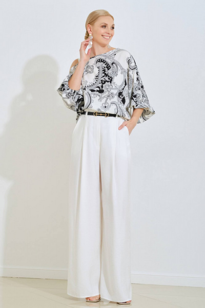 Брюки белые на демисезон из текстиля Achosa 2443 белый - фото 1