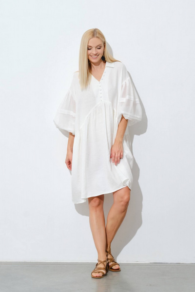 Платье на каждый день из текстиля, лето Achosa 2213 белый - фото 1