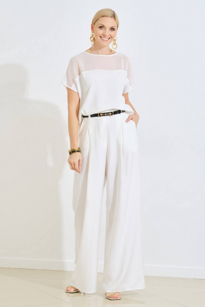 Белая летняя блуза на каждый день из текстиля Achosa 2464 белый - фото 4