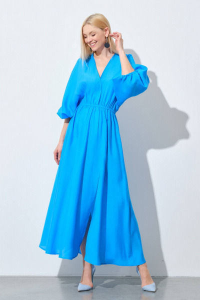 Голубое летнее платье из текстиля на каждый день Achosa 2643 лазурный - фото 5