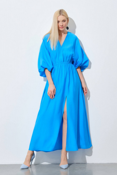 Голубое летнее платье из текстиля на каждый день Achosa 2643 лазурный - фото 1