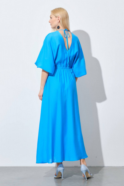 Голубое летнее платье из текстиля на каждый день Achosa 2643 лазурный - фото 2