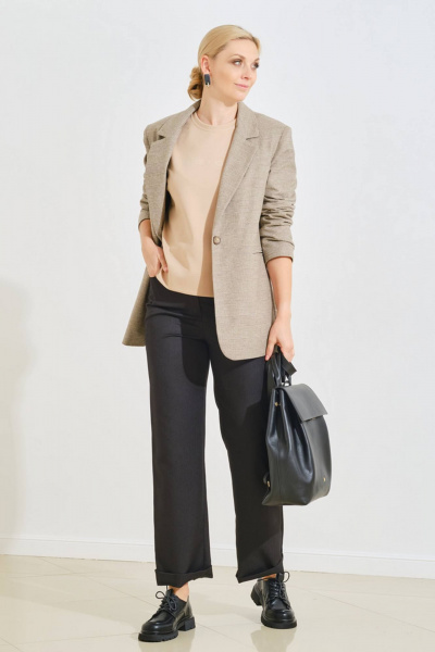 Демисезонные черные брюки деловые из текстиля Achosa 2473 черный - фото 1