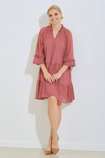 Платье в мультиколор и розовом цвете и текстиль Achosa 81 розовый принт - фото 3