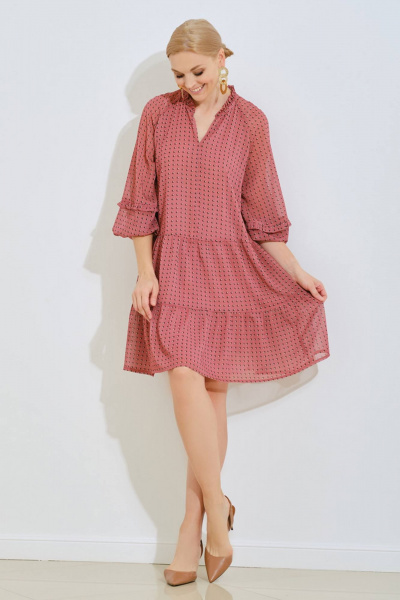 Платье в мультиколор и розовом цвете и текстиль Achosa 81 розовый принт - фото 2