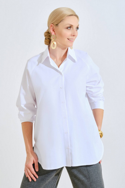 Рубашка из хлопка в деловом стиле демисезон Achosa 784 белый 1 - фото 1