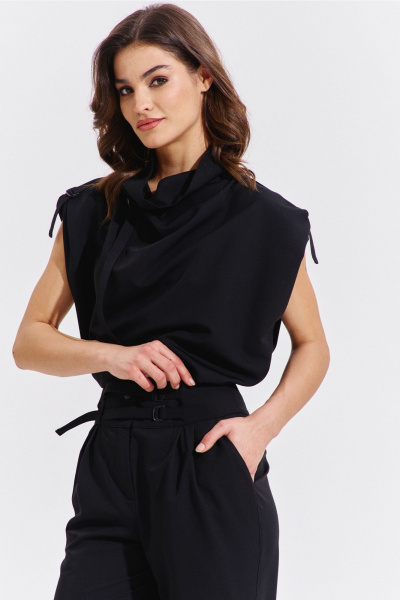 Блуза и брюки черный классический костюм с карманами RINKA 1353/1 - фото 18