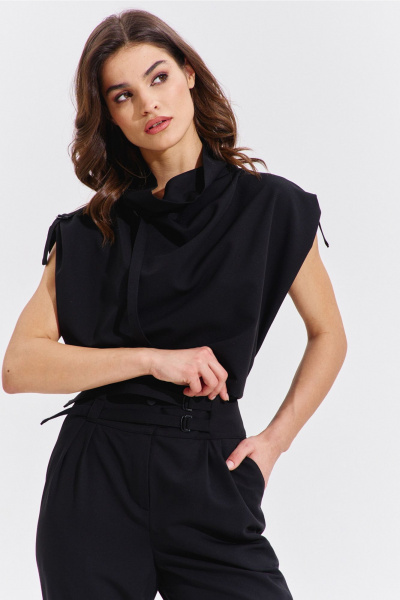 Блуза и брюки черный классический костюм с карманами RINKA 1353/1 - фото 17