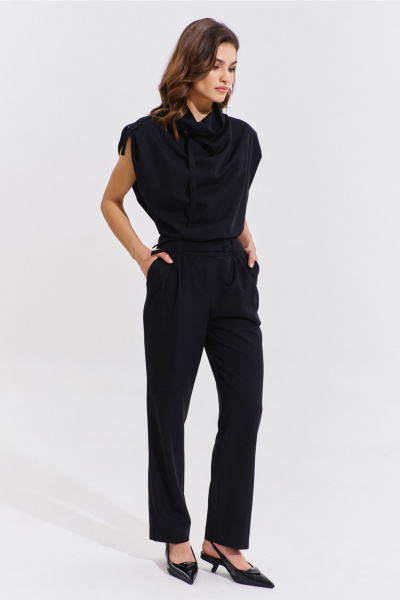 Блуза и брюки черный классический костюм с карманами RINKA 1353/1 - фото 16
