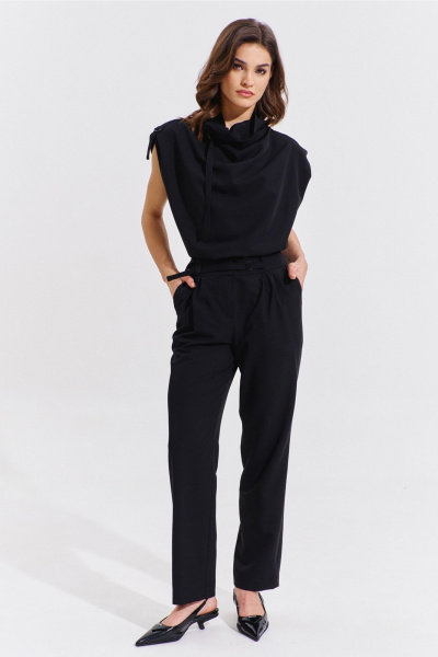 Блуза и брюки черный классический костюм с карманами RINKA 1353/1 - фото 15
