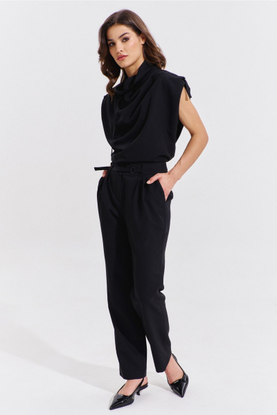 Блуза и брюки черный классический костюм с карманами RINKA 1353/1 - фото 14