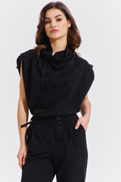 Блуза и брюки черный классический костюм с карманами RINKA 1353/1 - фото 13