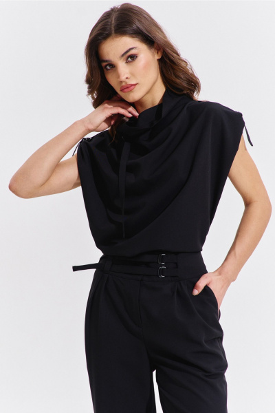 Блуза и брюки черный классический костюм с карманами RINKA 1353/1 - фото 12