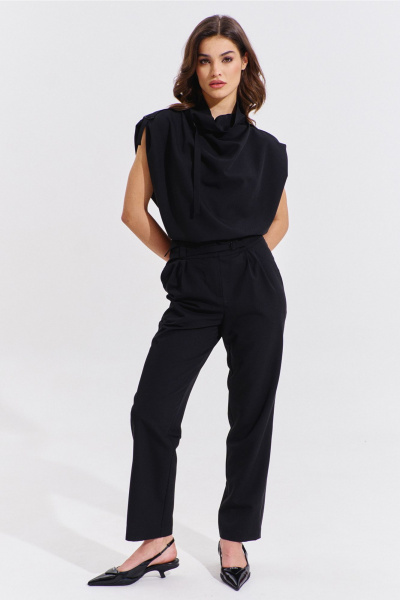 Блуза и брюки черный классический костюм с карманами RINKA 1353/1 - фото 11