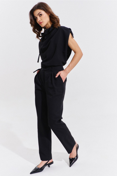 Блуза и брюки черный классический костюм с карманами RINKA 1353/1 - фото 7