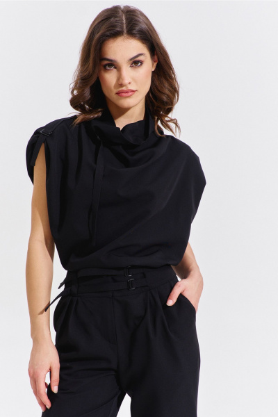 Блуза и брюки черный классический костюм с карманами RINKA 1353/1 - фото 6
