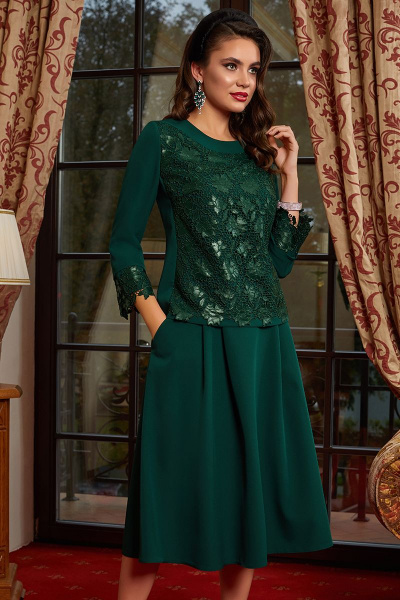Блуза, юбка Lissana 4154 зеленый - фото 2