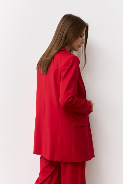 Деловой комплект Брюки и Жакет из текстиля Luitui R4048 красный - фото 5