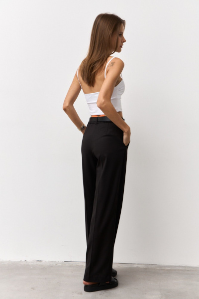 Брюки и жакет деловой стиль из текстиля Luitui R4048 черный - фото 7