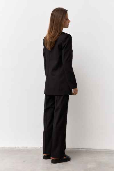 Брюки и жакет деловой стиль из текстиля Luitui R4048 черный - фото 4