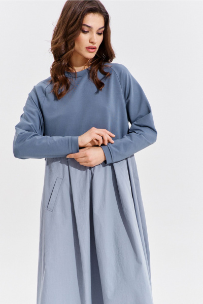 Платье макси текстиль и трикотаж с карманами и складками RINKA 1354 - фото 15