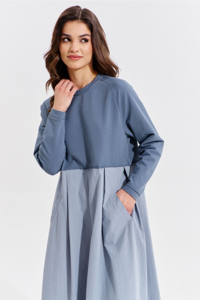 Платье макси текстиль и трикотаж с карманами и складками RINKA 1354 - фото 8