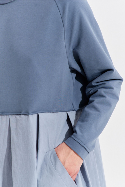 Платье макси текстиль и трикотаж с карманами и складками RINKA 1354 - фото 7