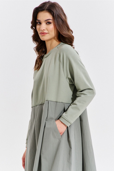 Платье макси из текстиля с карманами и складками RINKA 1354/1 - фото 15