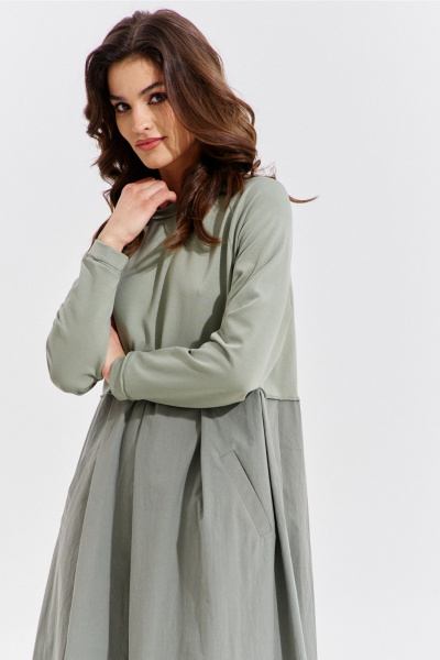 Платье макси из текстиля с карманами и складками RINKA 1354/1 - фото 14