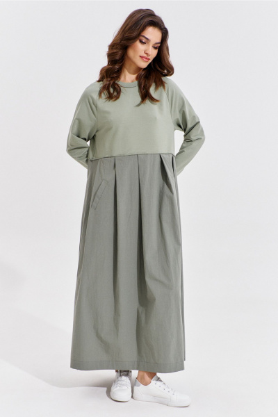 Платье макси из текстиля с карманами и складками RINKA 1354/1 - фото 12