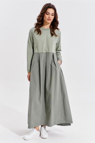 Платье макси из текстиля с карманами и складками RINKA 1354/1 - фото 10