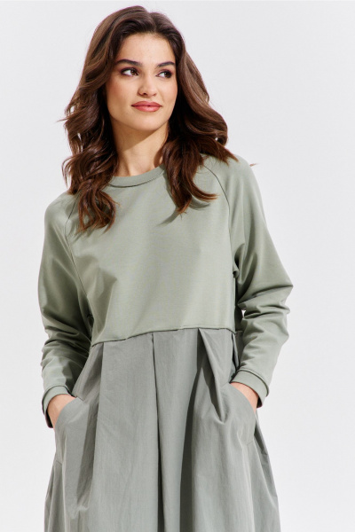 Платье макси из текстиля с карманами и складками RINKA 1354/1 - фото 8