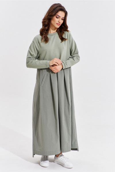 Платье макси из текстиля с карманами и складками RINKA 1354/1 - фото 7