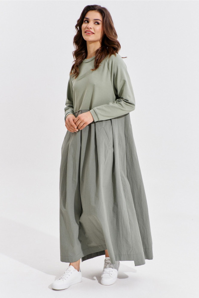 Платье макси из текстиля с карманами и складками RINKA 1354/1 - фото 6