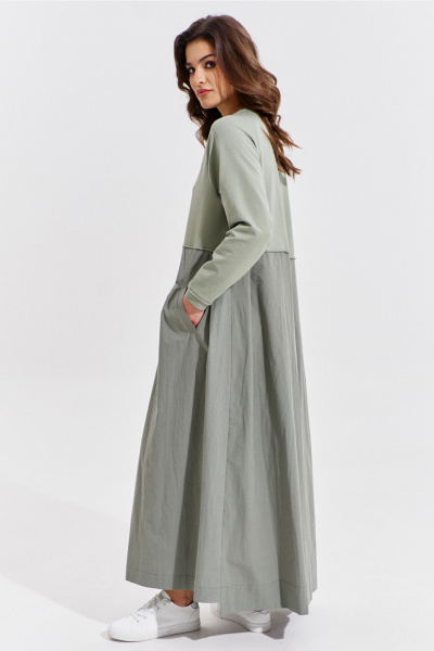 Платье макси из текстиля с карманами и складками RINKA 1354/1 - фото 5