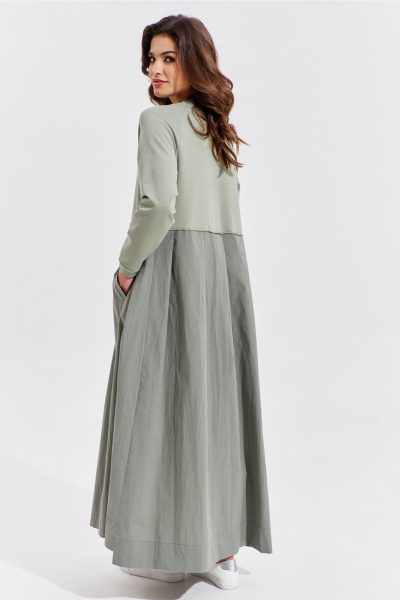 Платье макси из текстиля с карманами и складками RINKA 1354/1 - фото 2