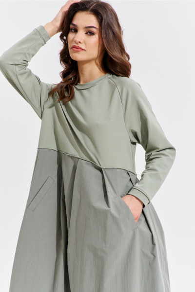 Платье макси из текстиля с карманами и складками RINKA 1354/1 - фото 4