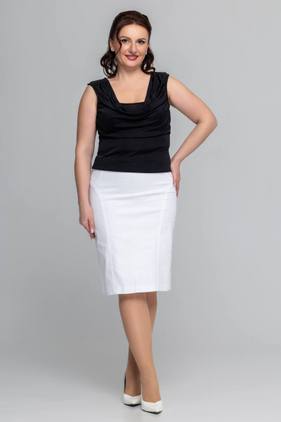 Юбка карандаш женская из джинса с фигурными бочками Дорофея 238 белый - фото 1