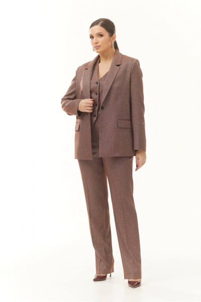 Брюки, жакет и жилет из хлопка для современного делового образа Elady 4188-5 меланж_темный - фото 1