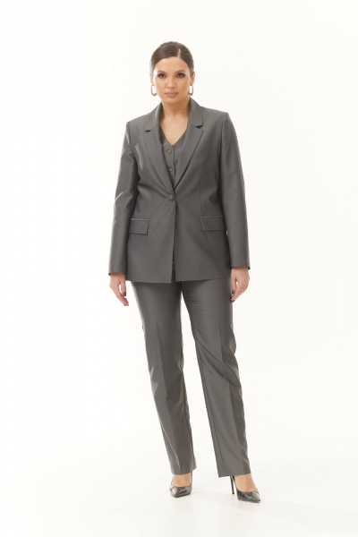 Брюки и жакет из хлопка и текстиля для делового образа Elady 4188-2 серый - фото 4
