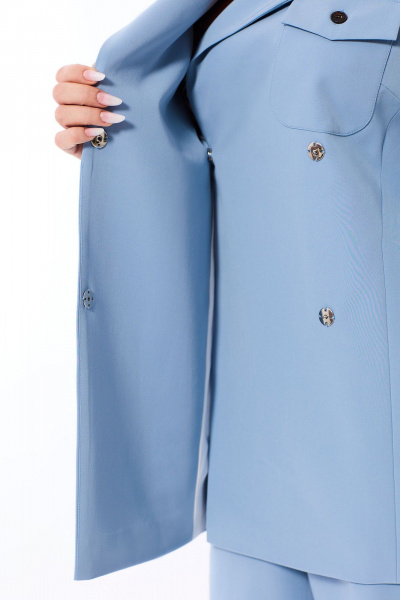 Деловой жакет и брюки из текстиля с поясом Golden Valley 6642 голубой - фото 3