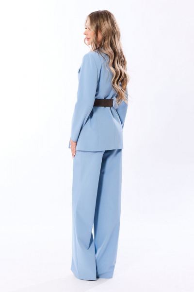 Деловой жакет и брюки из текстиля с поясом Golden Valley 6642 голубой - фото 2