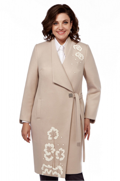 Бежевое демисезонное пальто из пальтовой ткани LaKona 11680 бежевый - фото 2