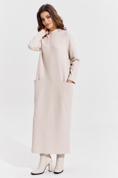 Платье длинное до щиколотки с карманами и швом RINKA 1363/1 - фото 19