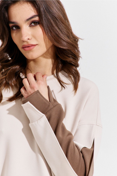 Брюки и джемпер бежевый свободный костюм RINKA 1362 - фото 18