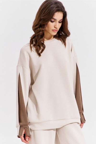 Брюки и джемпер бежевый свободный костюм RINKA 1362 - фото 15