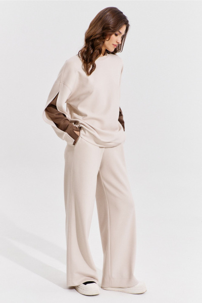 Брюки и джемпер бежевый свободный костюм RINKA 1362 - фото 11