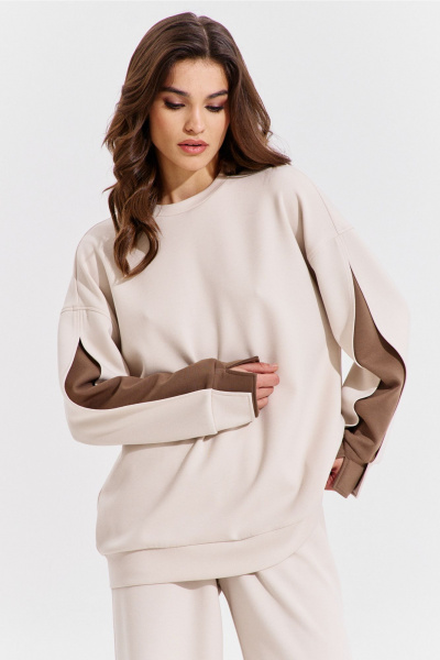 Брюки и джемпер бежевый свободный костюм RINKA 1362 - фото 9