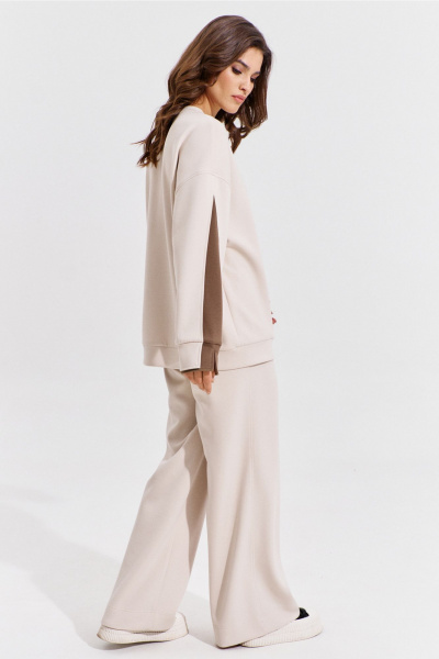Брюки и джемпер бежевый свободный костюм RINKA 1362 - фото 5