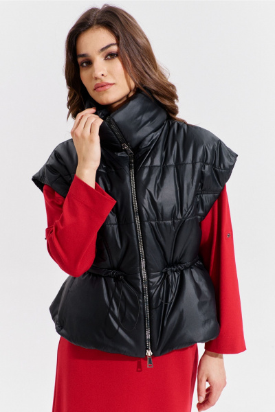 Жилет утепленный черный с рельефами и баской RINKA 1364 - фото 11